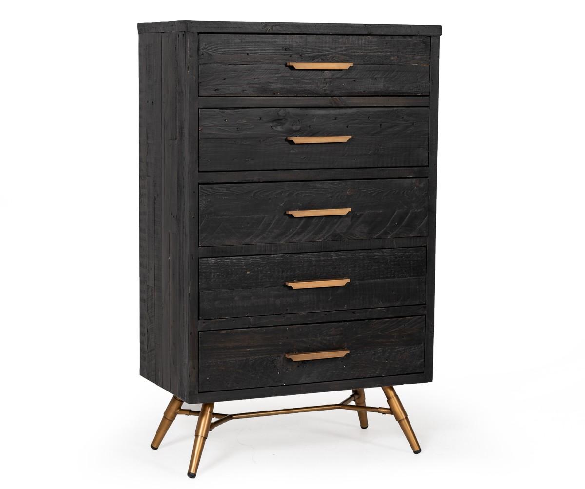 Contemporary, Modern Bachelor Chest TABITHA CHEST RECYCLED PINE LATINA/RITA LEGS VGWH180430301 in Dark Brown 