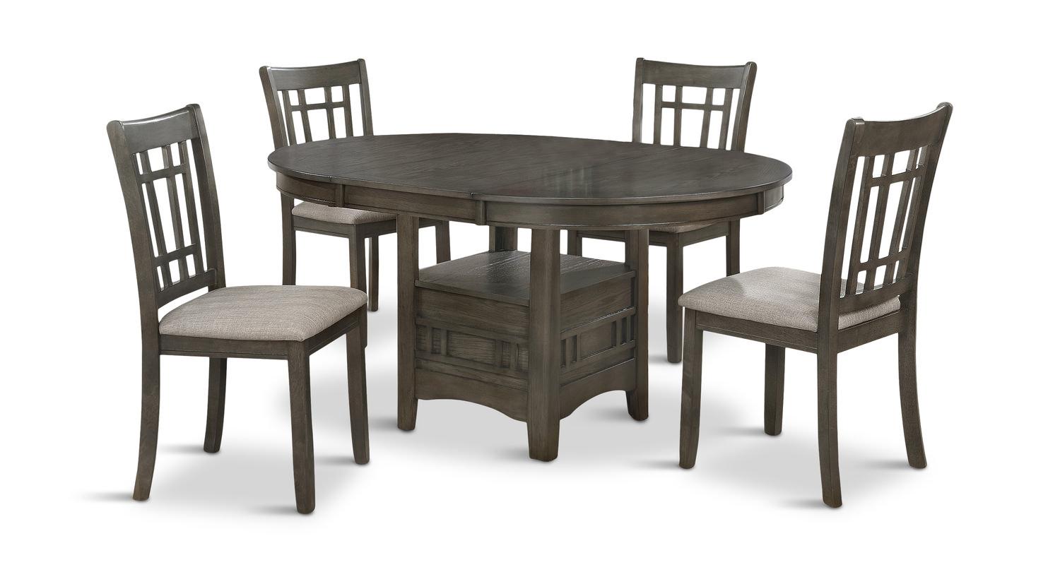 Simple, Farmhouse Dining Room Set Hartwell 2195GY-T-4260-5pcs in Dark Gray Fabric