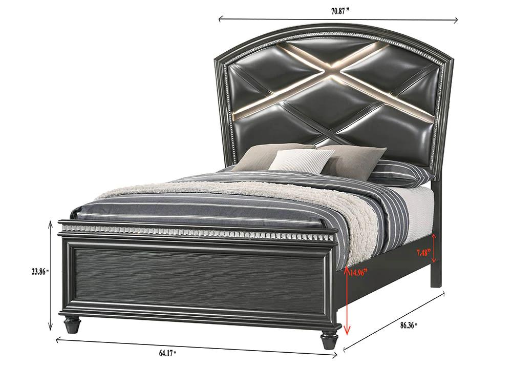 

    
Crown Mark Adira Panel Bedroom Set Dark Gray B7880-Q-Bed-3pcs
