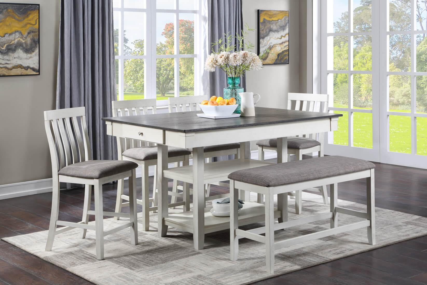 

    
Dark Gray & White Counter Height Table by Crown Mark Nina 2715GY-T-4260
