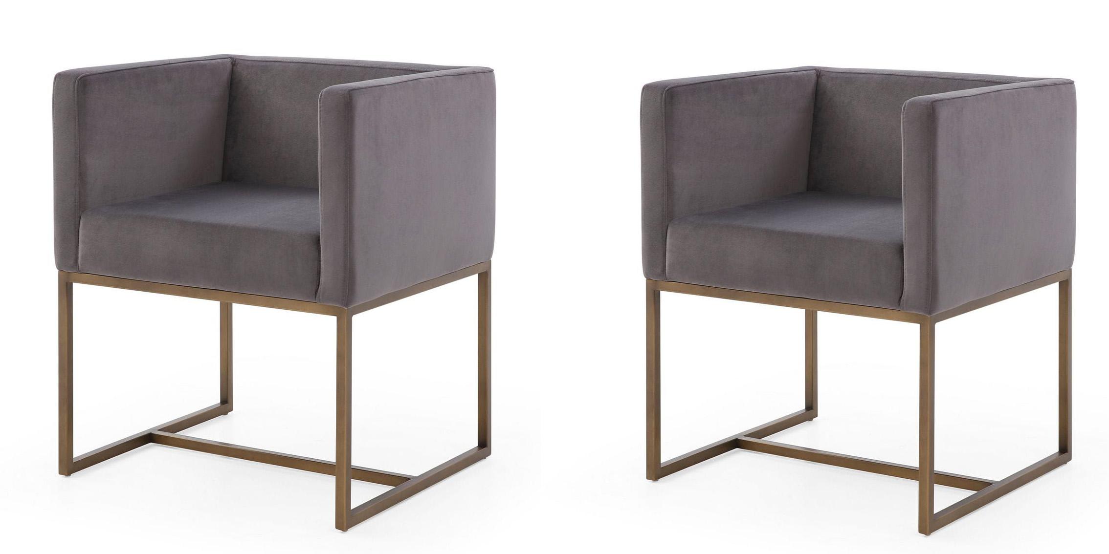 Contemporary, Modern Dining Chair Set VGVCB8368-DGRY-DC-Set-2 VGVCB8368-DGRY-DC-Set-2 in Gray, Copper Fabric