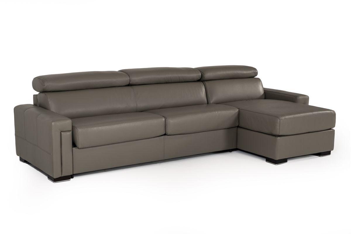 

    
Dark Grey Leather Reversible Sectional Sofa Bed w/Storage Estro Salotti Sacha
