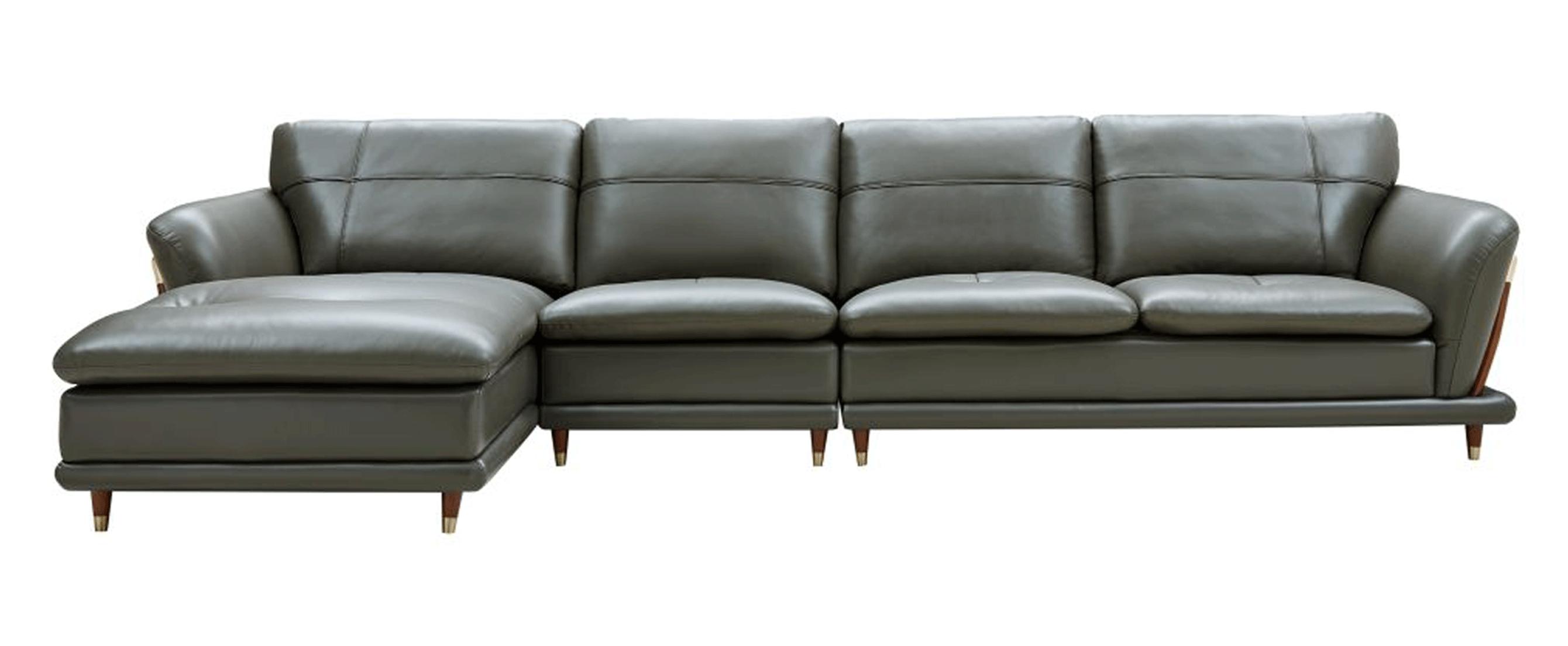 

    
 Order  Dark Grey Top-grain Leather Sectional Sofa Set 2Pcs Contemporary ESF 9180
