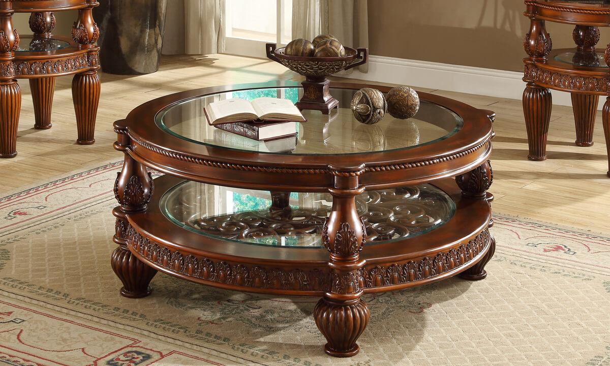 

    
Dark Mahogany Coffee Table Set 3 Pcs Traditional  Homey Design HD-1521
