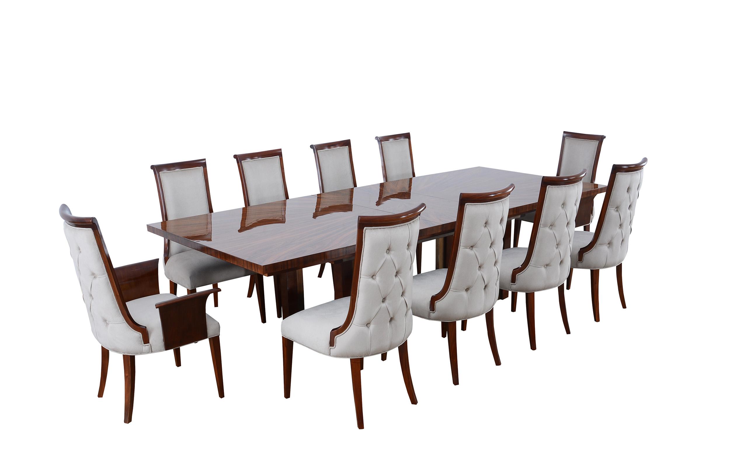Modern Dining Table Set GLAMOUR 56015-DT-Set-11 in Mocha Fabric