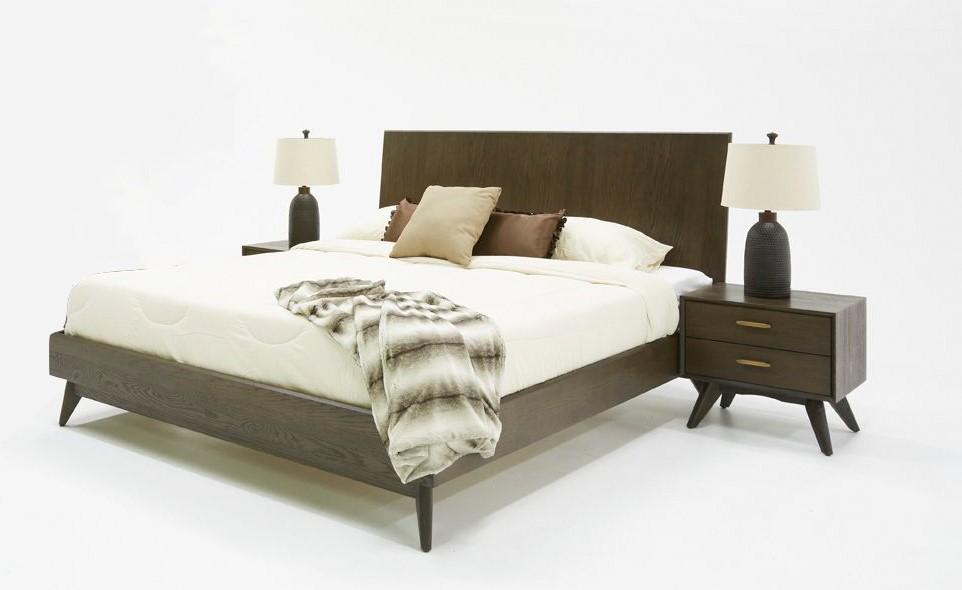 Contemporary, Modern Panel Bedroom Set Novak VGLBNANT-BED-Q-3pcs in Dark Oak 