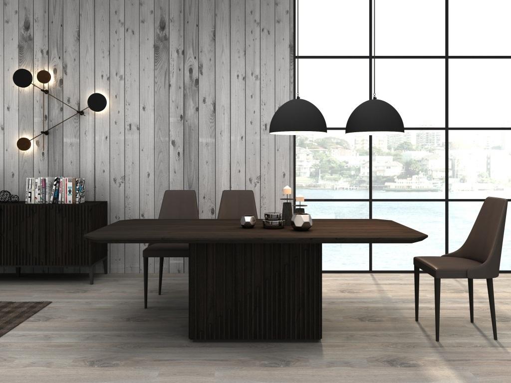 Contemporary Dining Table Set Moderna SKU177807-8PC in Gray, Brown PU