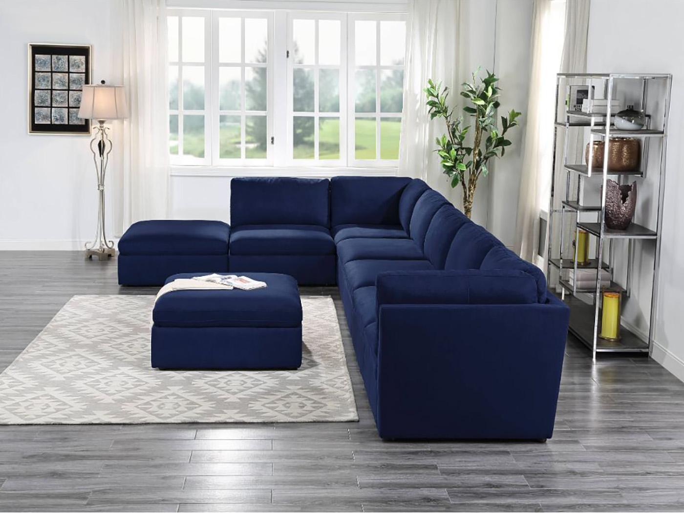 

    
Deep Blue Fabric Modular Sectional Sofa 56035-8-Sec ACME Crosby Contemporary
