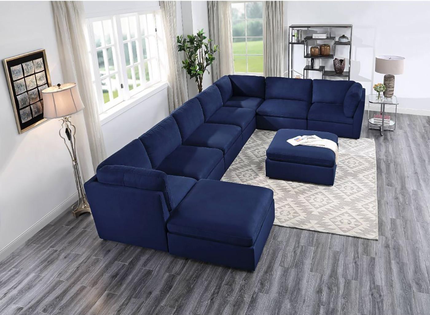 

    
Deep Blue Fabric Modular Sectional Sofa 56035-9-Sec ACME Crosby Contemporary
