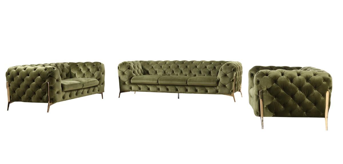 

    
Deluxe Green Velvet Tufted Sofa Set 3 VIG Divani Casa Sheila Contemporary Modern
