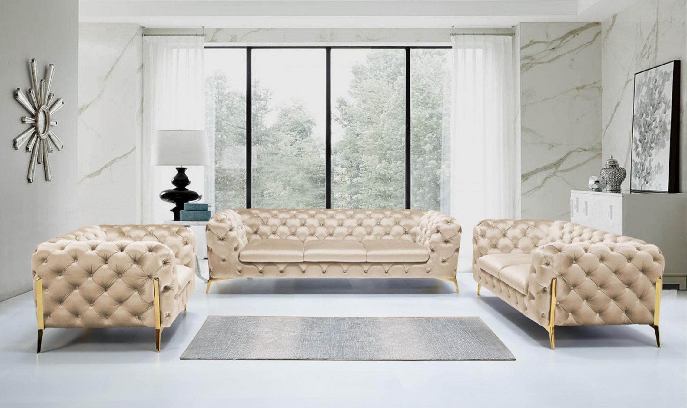 

    
Deluxe Pearl Beige Velvet Tufted Sofa Set 3 VIG Divani Casa Sheila Contemporary
