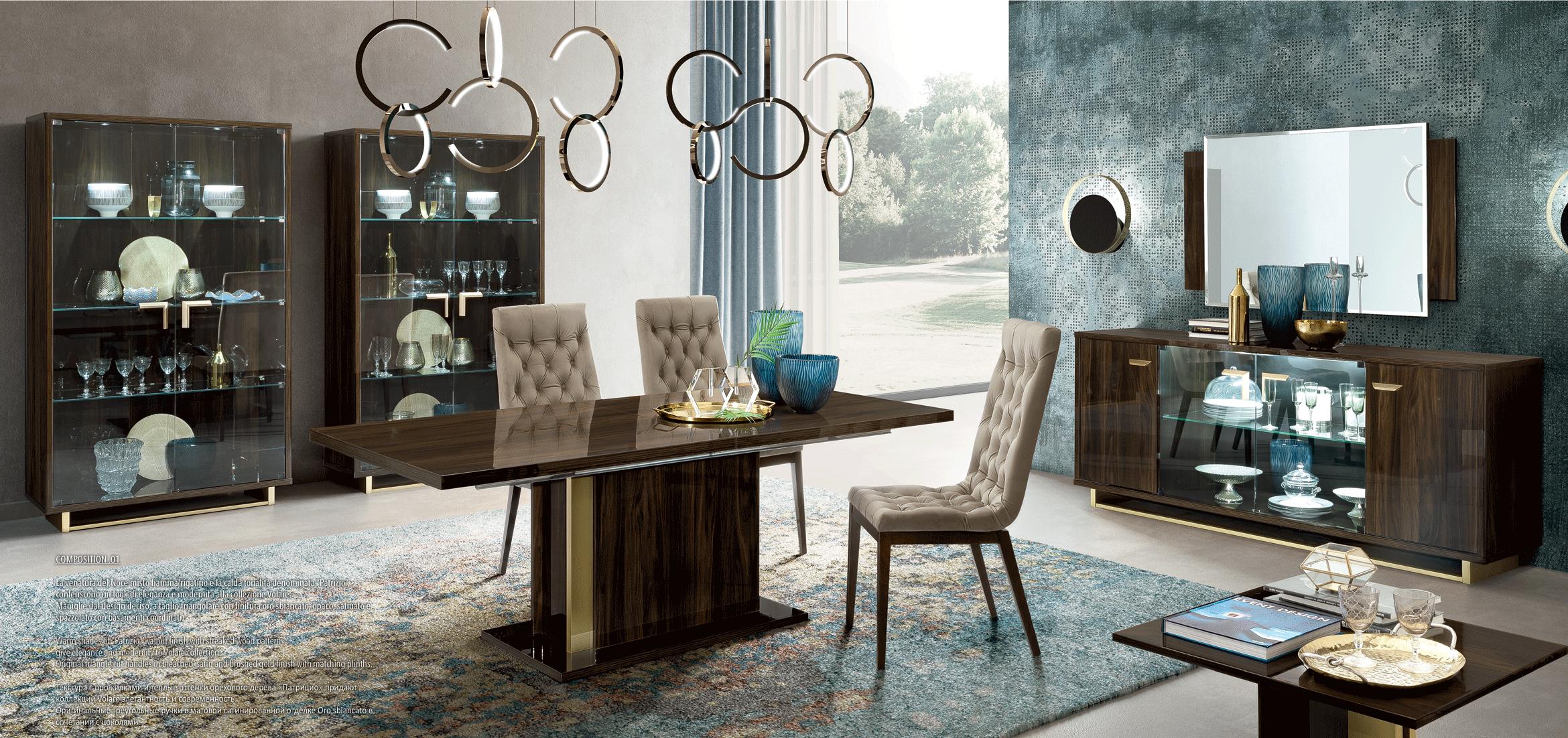 Contemporary Dining Room Set Volare VOLARE-10PC in Brown Fabric