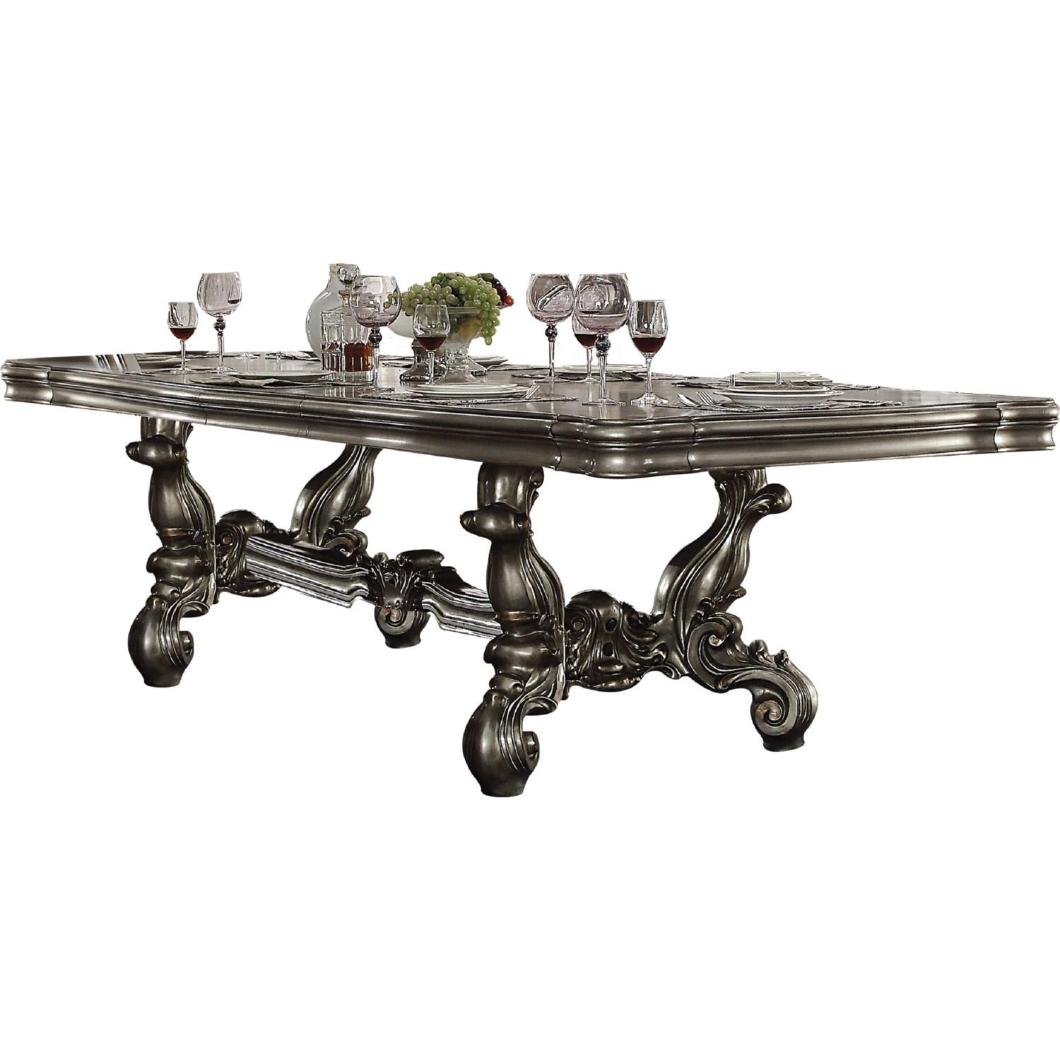 Traditional Dining Room Set Versailles Dining 66820-9PC in Gray Fabric