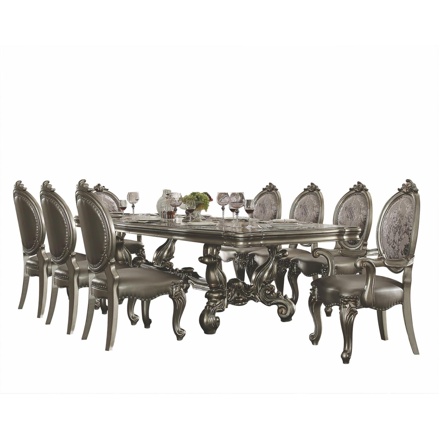 

    
Dining Room Set 9 PCS (120"L) Gray Wood Traditional Acme Versailles 66820
