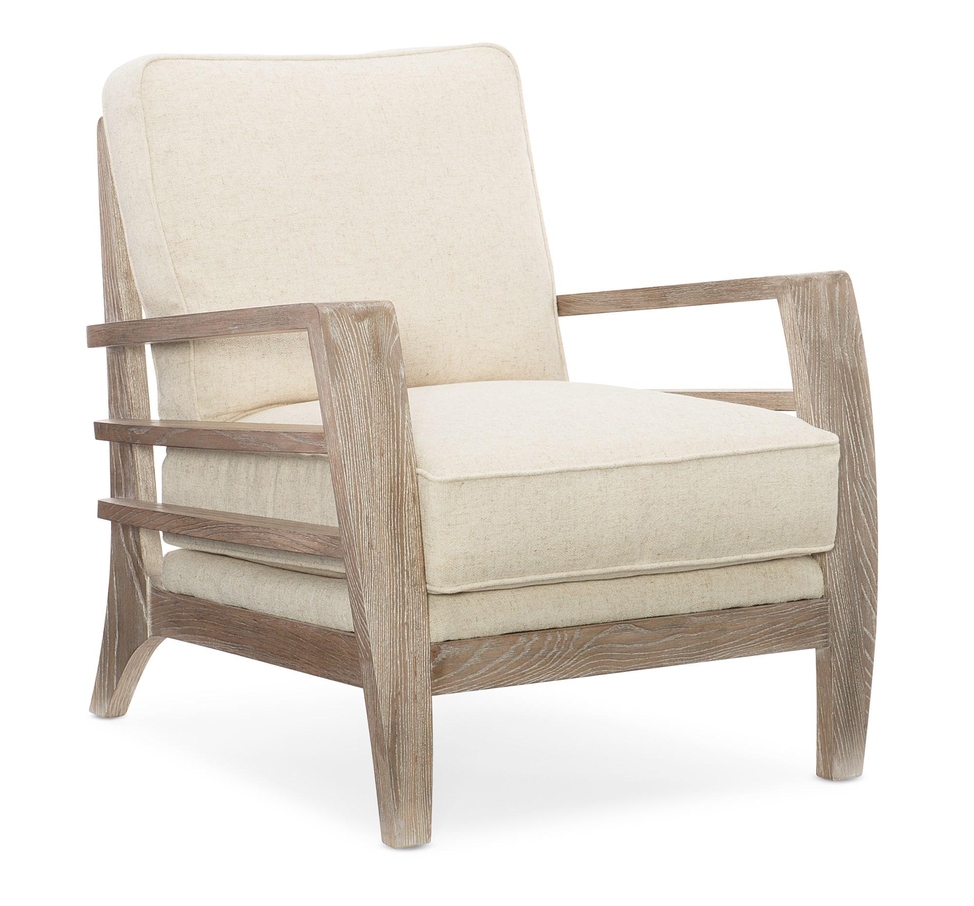 Rustic Accent Chair SLATITUDE UPH-019-135-A in Driftwood, Natural Fabric