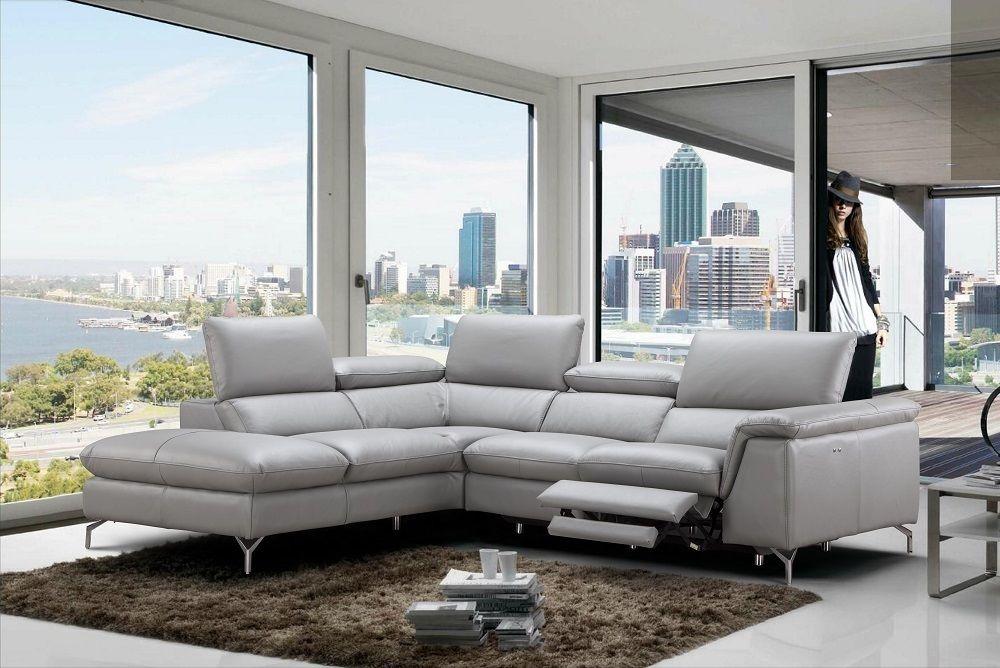 Contemporary Reclining Sectional Dupont Dupont Sectional Sofa in Gray Leather
