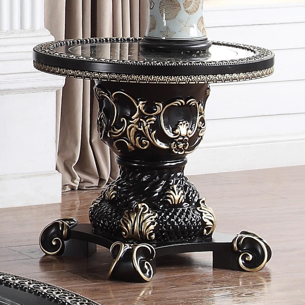 Traditional End Table HD-328B HD-E328B in Gold, Black 