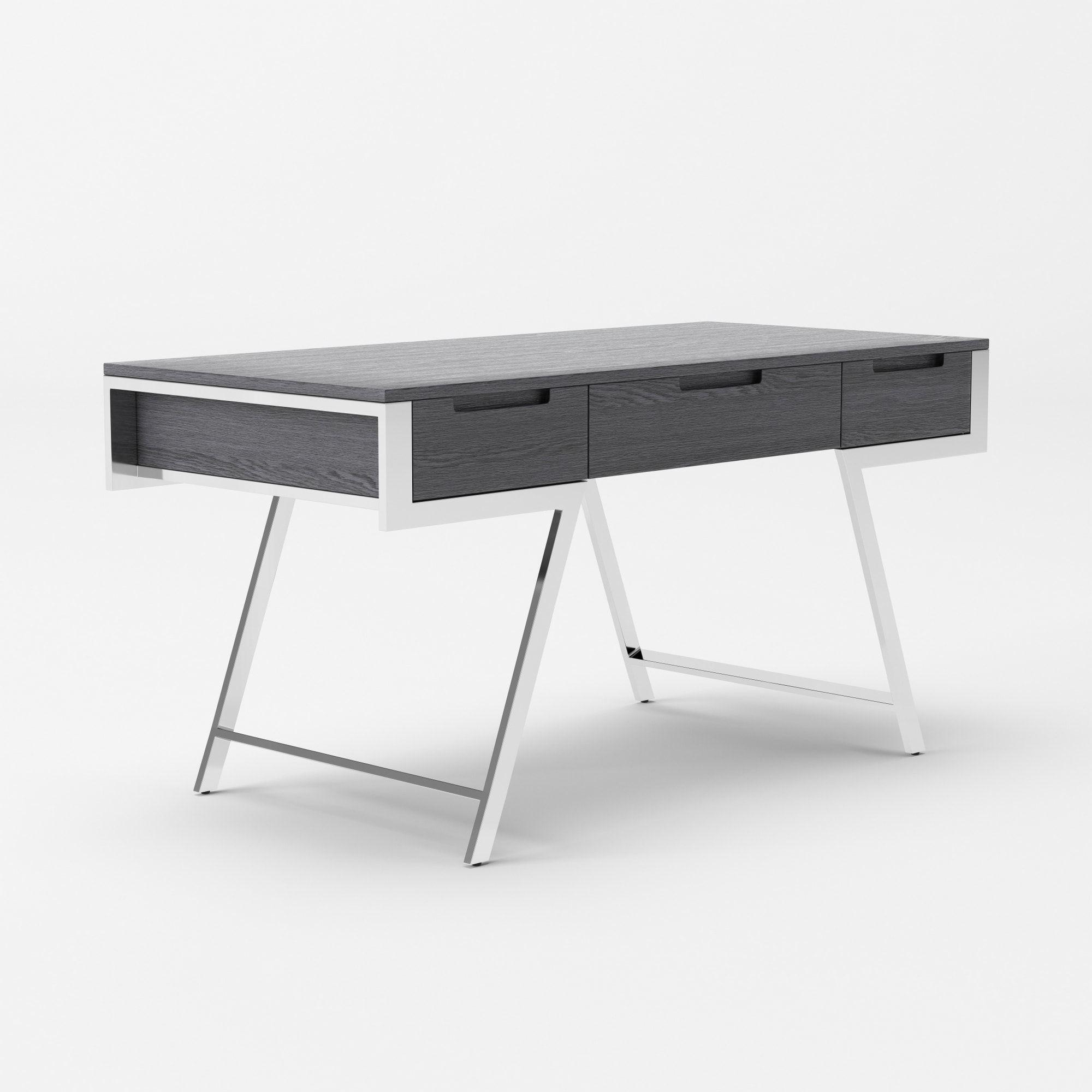 

    
Modern Elm Grey Desk w/ 3 Drawers by VIG Modrest Dessart
