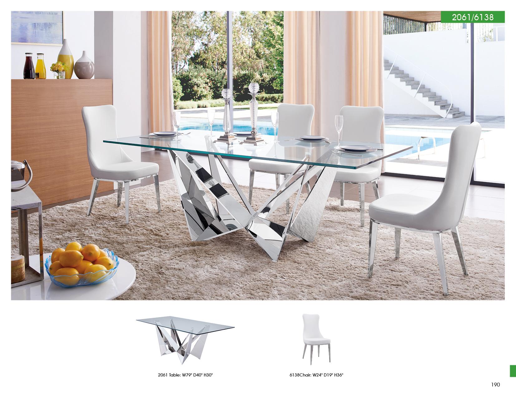 

    
White & Silver Finish Modern Dining Room Set 5Pcs Made In Italy ESF 2061-DT-6138
