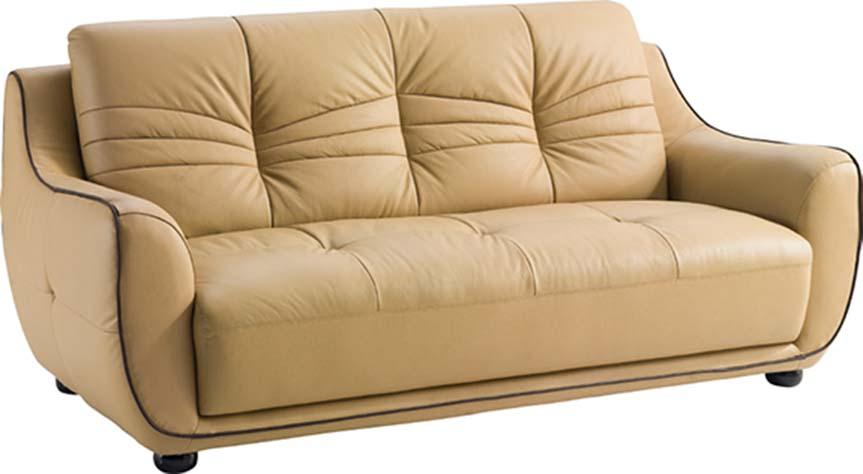 

    
Beige Top-grain Leather Sofa Living Room Set 3Pcs Modern ESF 2088
