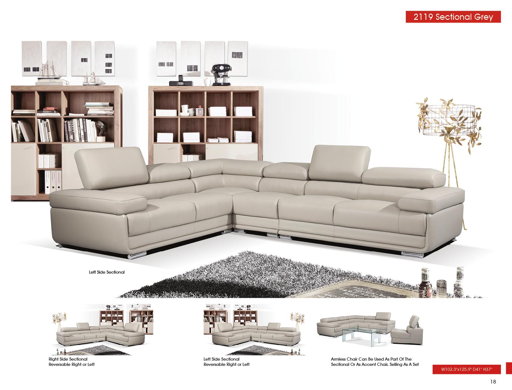 

                    
Buy Light Grey Top Grain Leather Sectional Contemporary Modern Left ESF 2119
