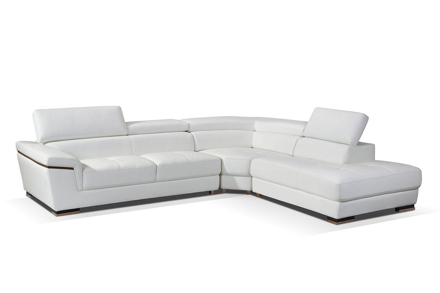 

    
White Genuine Leather Sectional Sofa Right Hand Facing Contemporary ESF 2383
