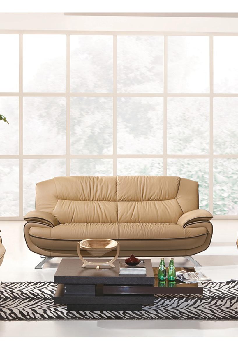 

    
Beige Brown Italian Leather Sofa Contemporary ESF 405
