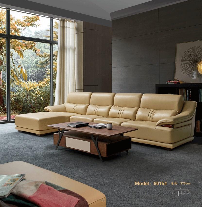 Contemporary Sectional Sofa 6015 ESF-6015-Sectional in Beige Leather