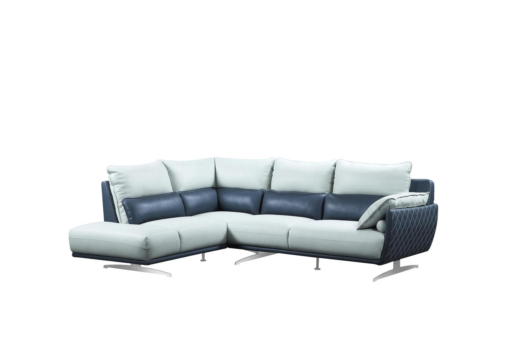

    
Light Grey Top-grain Leather Sectional Sofa LHC Contemporary ESF 6311
