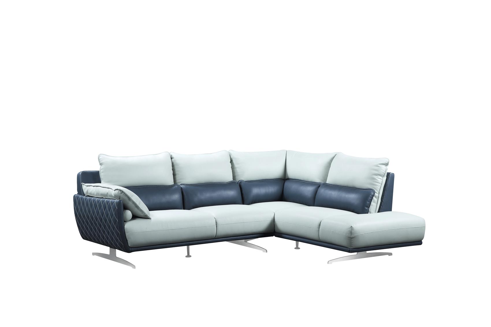 

    
Light Grey Top-grain Leather Sectional Sofa RHC Contemporary ESF 6311
