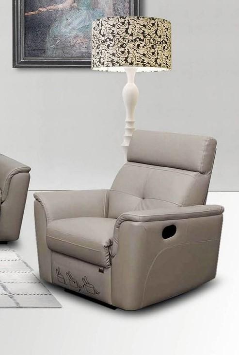 Contemporary Reclining Chair 8501 85011 in Light Gray Italian Leather