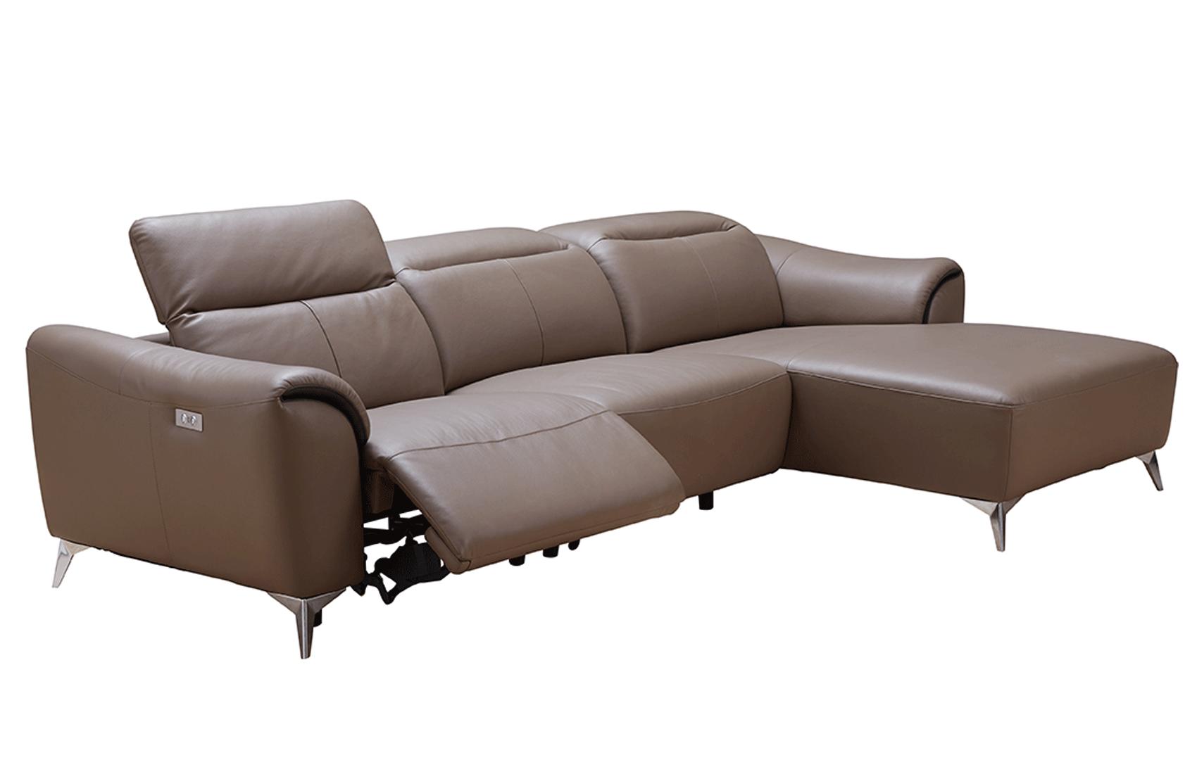 Contemporary, Modern Reclining Sectional 950 950SECTIONALRIGHT in Light Brown Top-grain Leather
