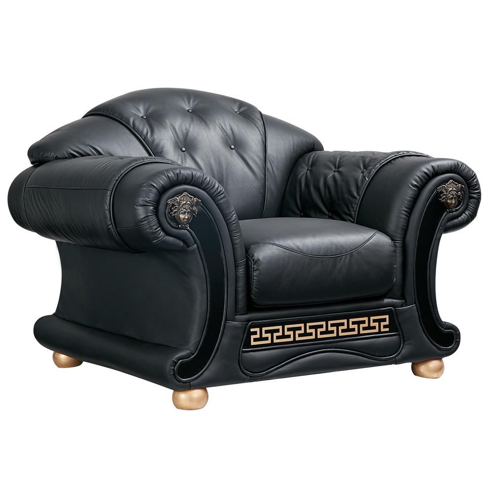 

    
ESF-Apolo Black-3PC Black Genuine Leather Sofa Set 3Pcs Traditional Made in Italy ESF Apolo
