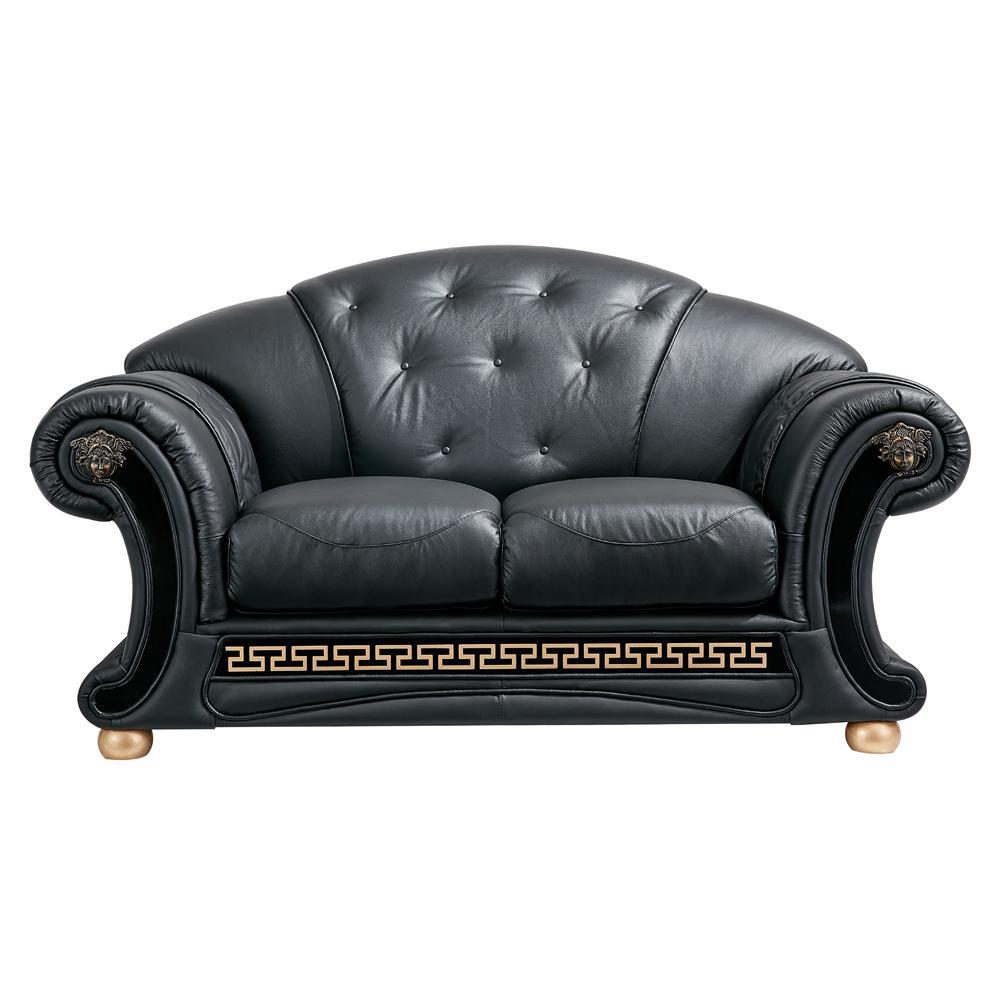 

                    
ESF Apolo Sofa Loveseat Chair and Coffee Table Black Top grain leather Purchase 
