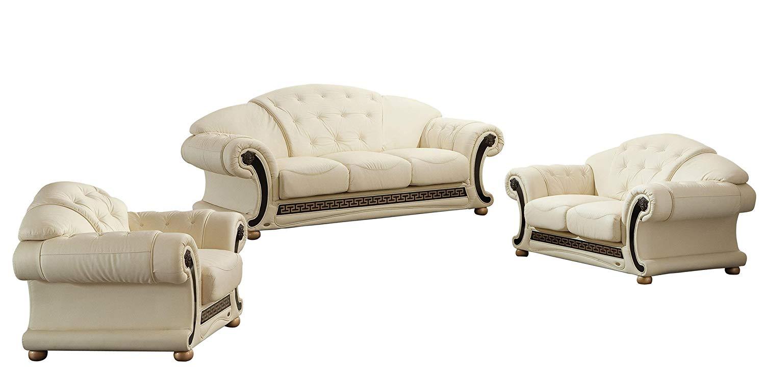 

    
Ivory Genuine Leather Sofa-Bed Set 3Pcs Traditional Made in Italy ESF Apolo  5040
