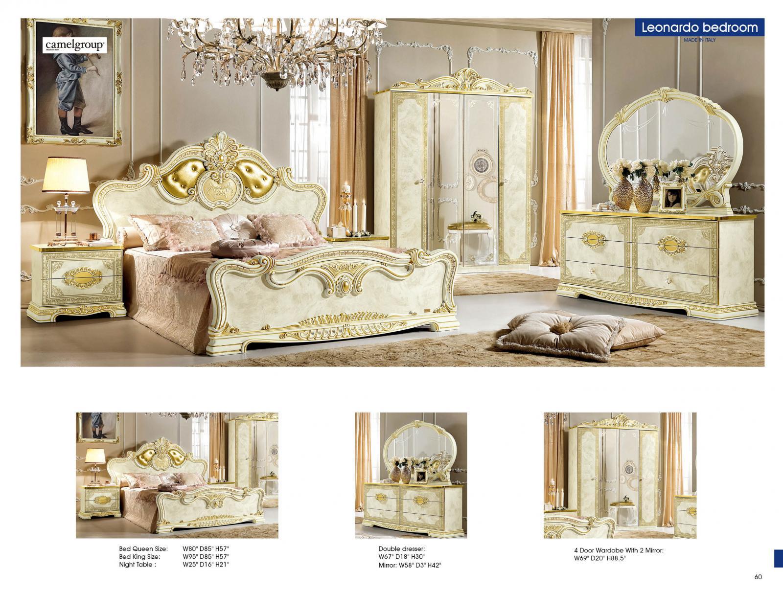 

    
ESF-Leonardo-Q-2N-3PC Luxury Gold Ivory Queen Bedroom 3Pcs Classic Royalty Made in Italy ESF Leonardo
