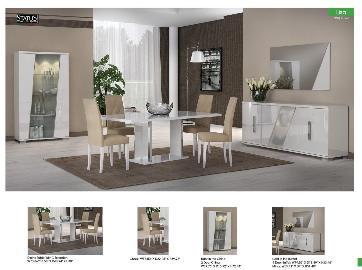 

    
Glossy White Dining Room Set 8 Pcs Made in Italy Contemporary SF Lisa
