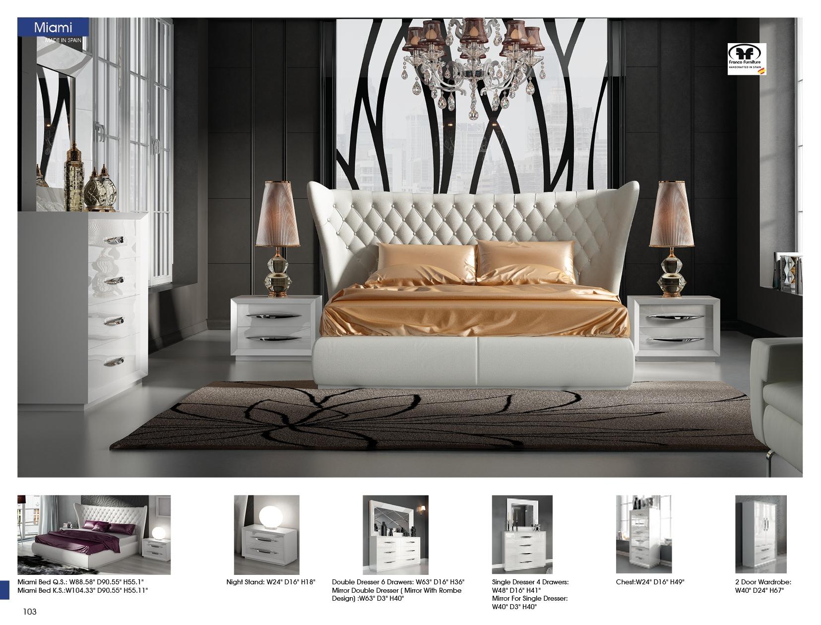 

    
 Order  White Eco-Leather King Bedroom Set 5Pcs Modern Made in Spain ESF Miami / Carmen
