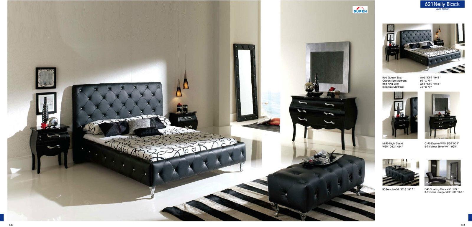 

    
ESF Nelly 621 Black Eco Leather Tufted King Bedroom Set 5Pcs Modern Made in Spain
