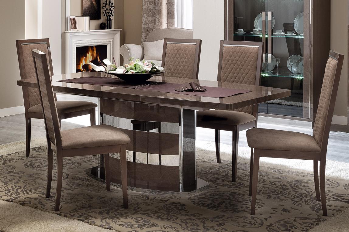 Traditional Dining Table Set Platinum EFS-Platinum Slim-7PC in Walnut, Silver, Gray Eco Leather