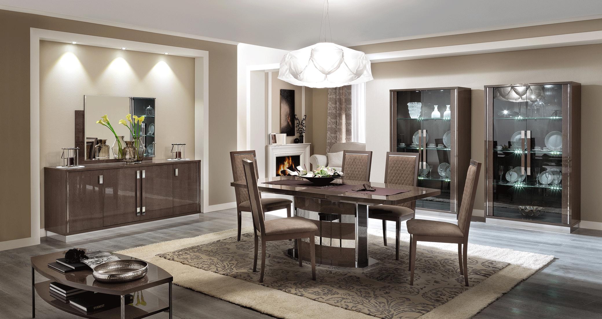 Traditional Dining Table Set Platinum EFS-Platinum Slim-8PC in Walnut, Silver, Gray Eco Leather