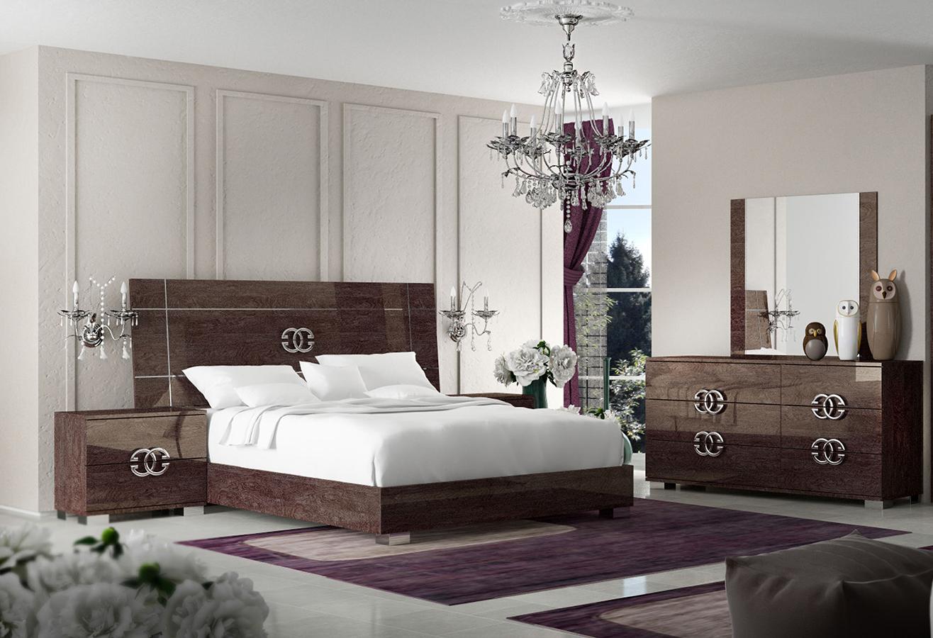 

    
Glossy Walnut King Bedroom Set 5Pcs Contemporary Made in Italy ESF Prestige CLASSIC
