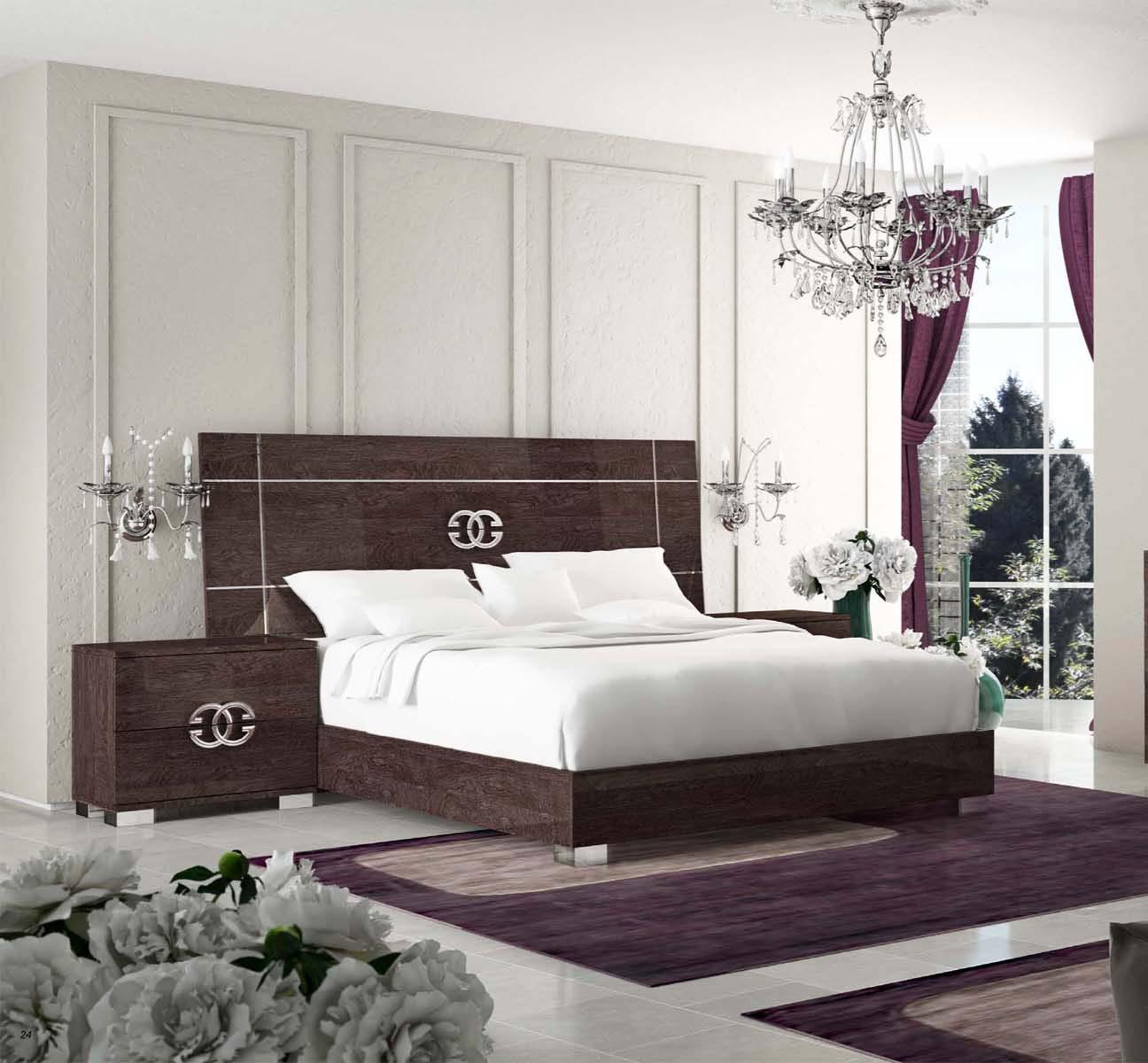 

    
Glossy Walnut Queen Bedroom Set 3Pcs Contemporary Made in Italy ESF Prestige CLASSIC
