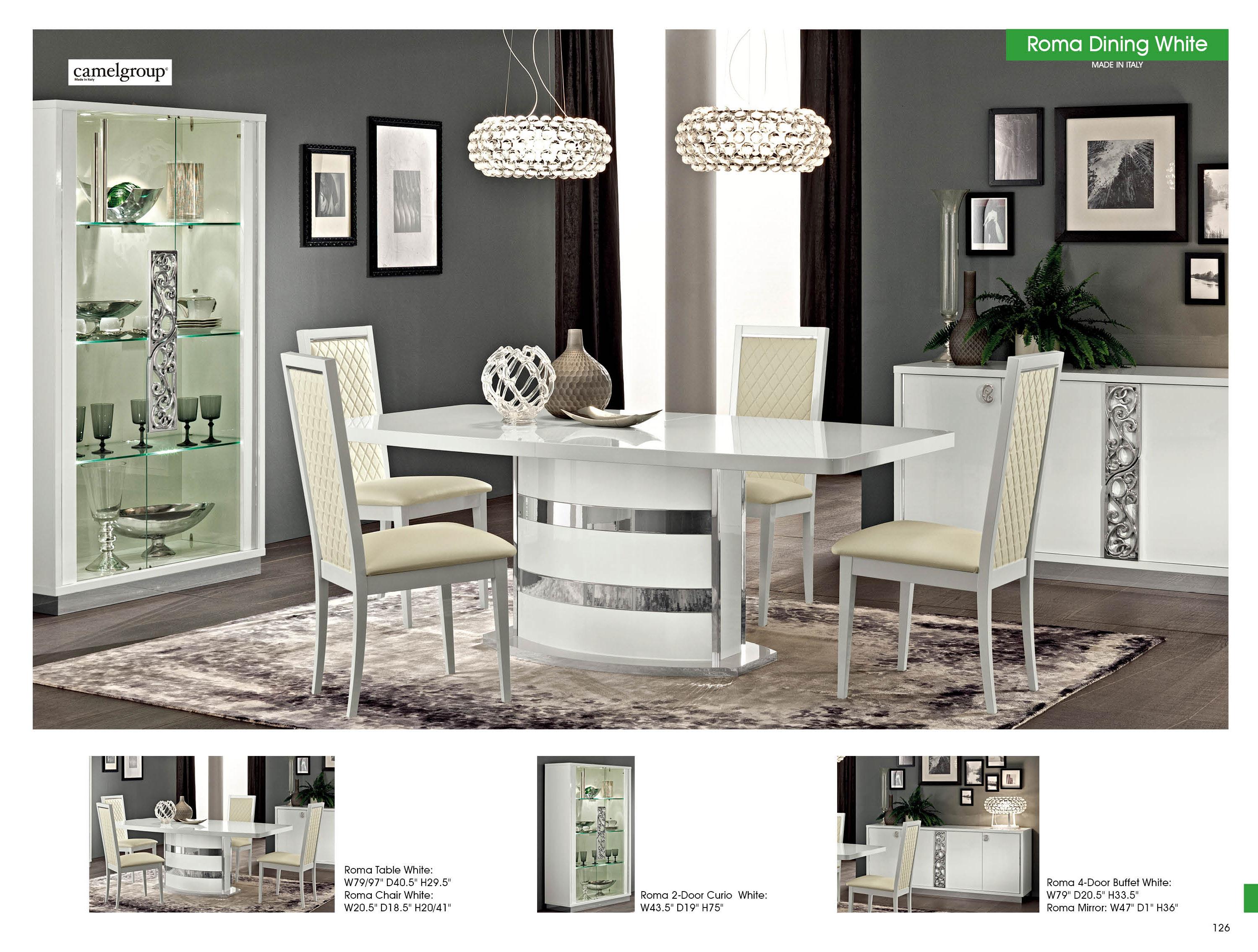 

    
 Shop  Dining Room Set 8 Pcs High Gloss Pure White Contemporary Made in Italy ESF Roma
