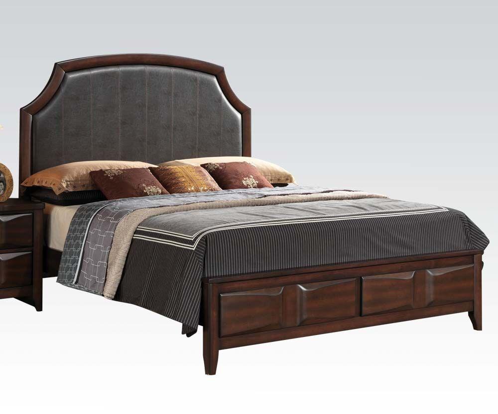 

    
King Bed Espresso Finish Brown Pu 24567EK Lancaster Acme Furniture
