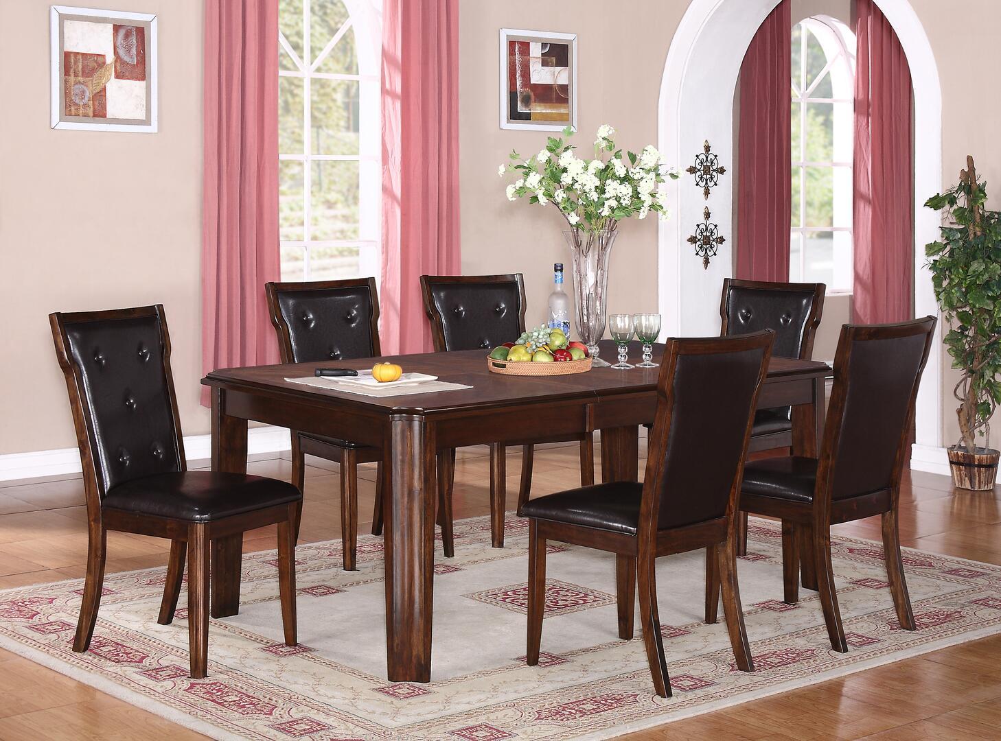 Transitional Dining Room Set Pam Pam-Set-8 in Espresso Faux Leather