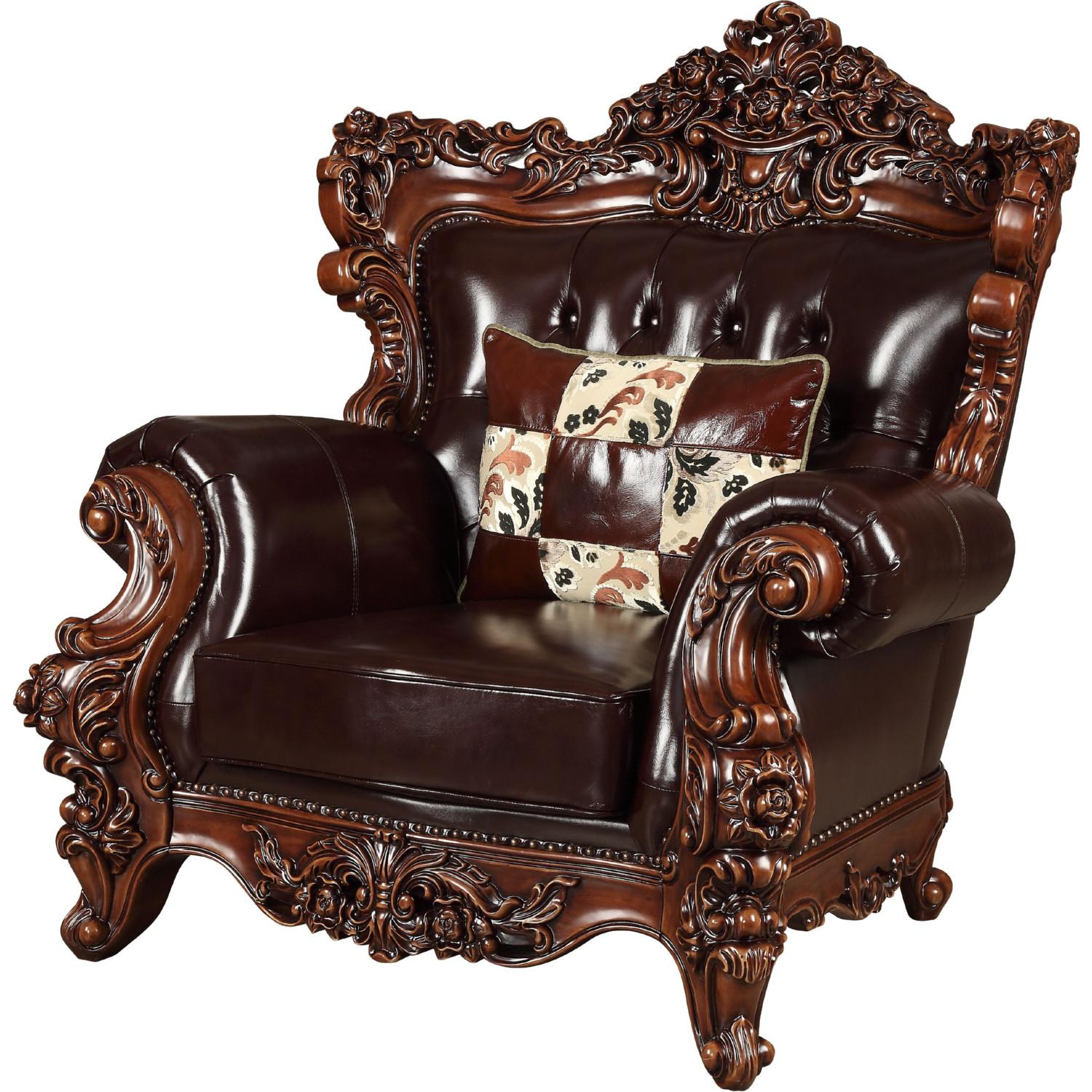 Classic, Traditional Arm Chair Forsythia 53072 53072-Forsythia in Dark Walnut, Espresso Leather