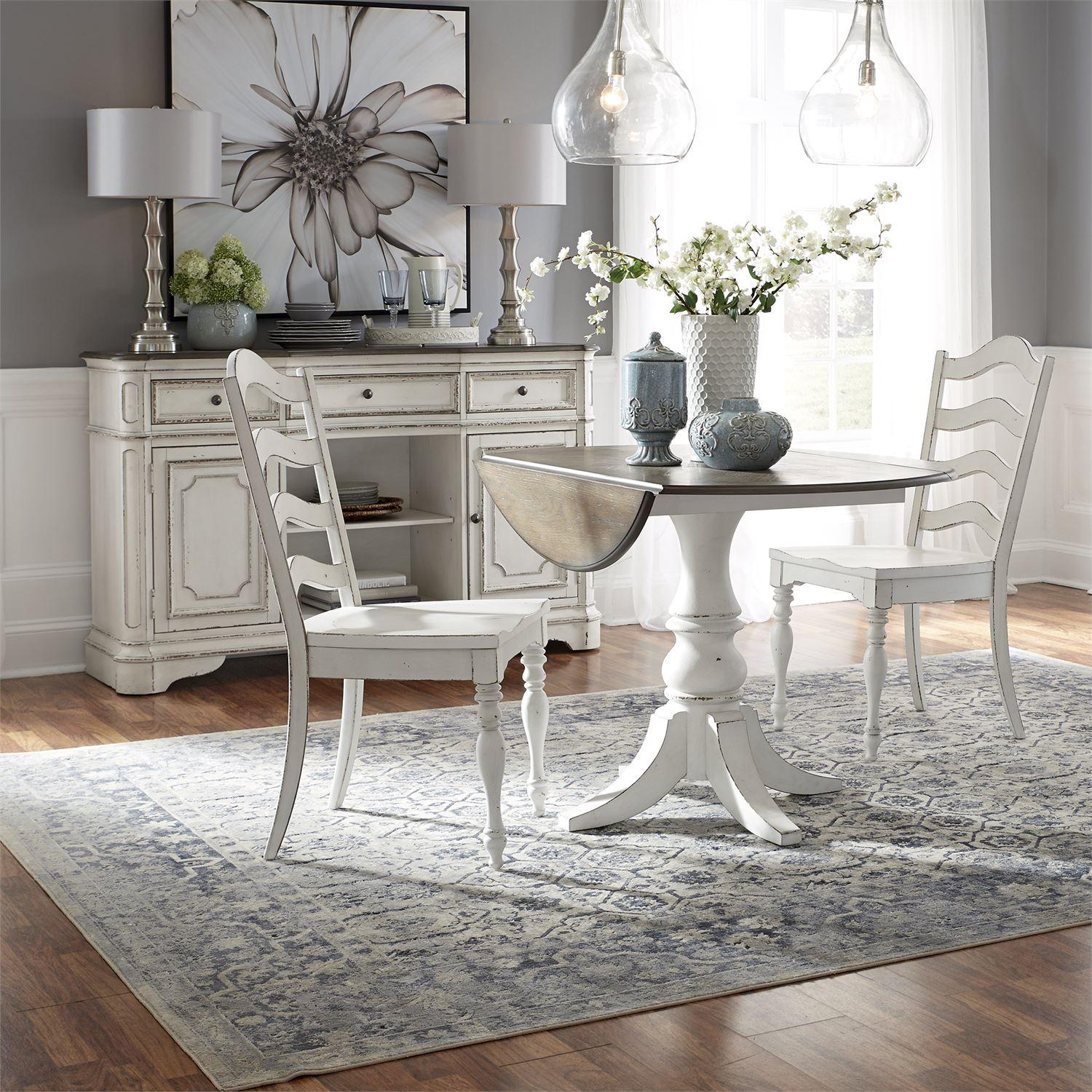 European Traditional Dining Table Set Magnolia Manor  (244-CD) Dining Room Set 244-CD-3DLS in White 