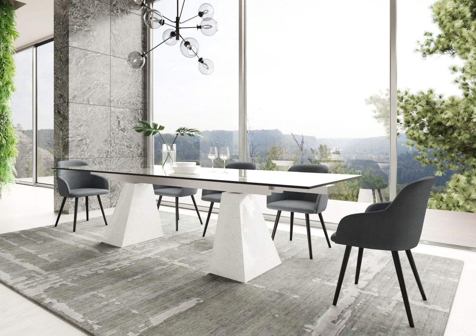 Contemporary, Modern Dining Room Set Latrobe Scranton VGYFDT8765-5-DT-WHT-9pcs in Glass Linen