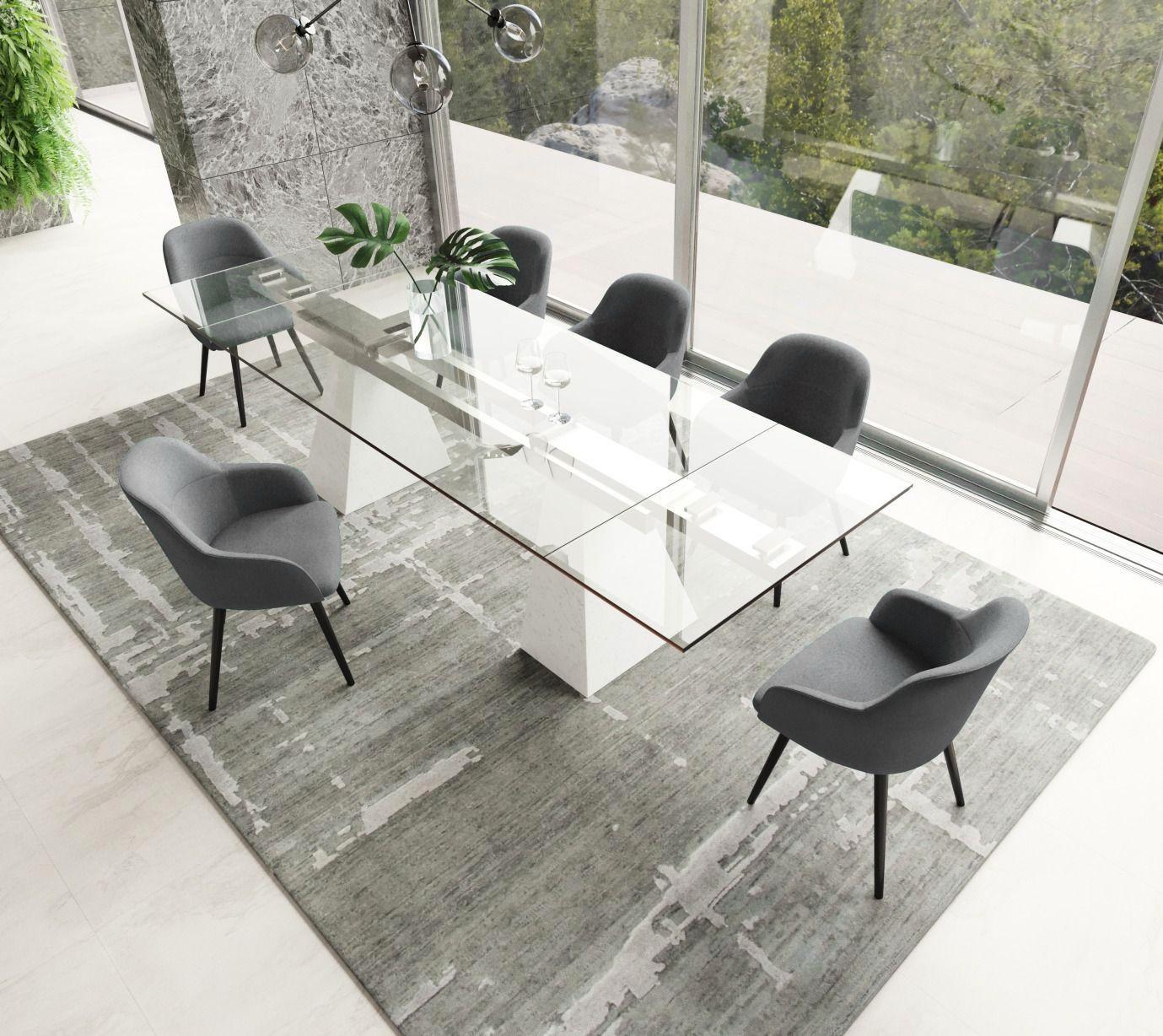 

    
Extendable Quartz Stone & Glass Dining Table + 8 Chairs by VIG Modrest Latrobe
